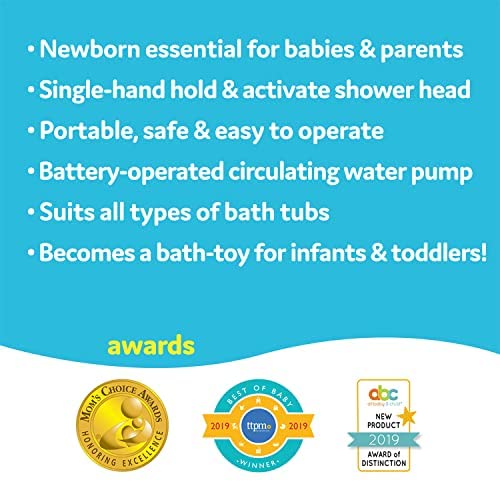 Yookidoo Baby Bath Shower Head - Elephant Water Pump and Trunk Spout Rinser - for Newborn Babies in Tub Or Sink