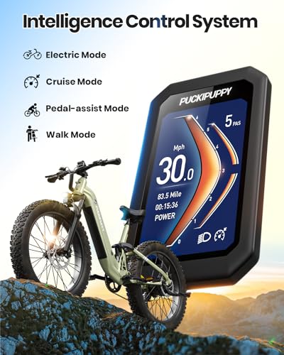 PUCKIPUPPY Electric Bike for Adults 960W, 48V 20AH Battery Adult Electric Bicycles, 26" Fat Tire Full Suspension Step-Thru Ebike, 28MPH Mountain Ebike, 7 Speed, 80Miles Range, UL Certified-Boxer ST