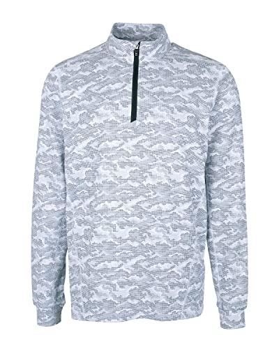 Cutter & Buck Traverse Camo Print Stretch Quarter Zip Mens Big and Tall Pullover, Navy Blue, 5XB