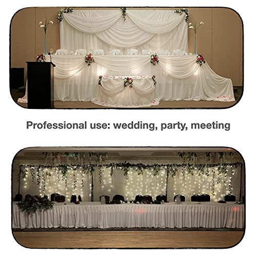 Two Layers Backdrop Made with One Piece Chiffon Tulle & Polyester for Professional Extra Wide Blackout Curtains (Black, 20 x 8 ft)