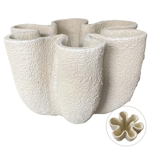Nico Curvy Decorative Bowl Fluted Vase Scallop Home Decor for Living Room Coffee Table Styling Bookshelf and Console Organic 9 x 5 inches