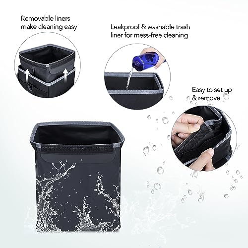 Farasla All-in-One Car Trash Can, Garbage Bag for Car with Removable Leakproof Interior Liner, Adjustable Tissue Holder & Straps(Black)