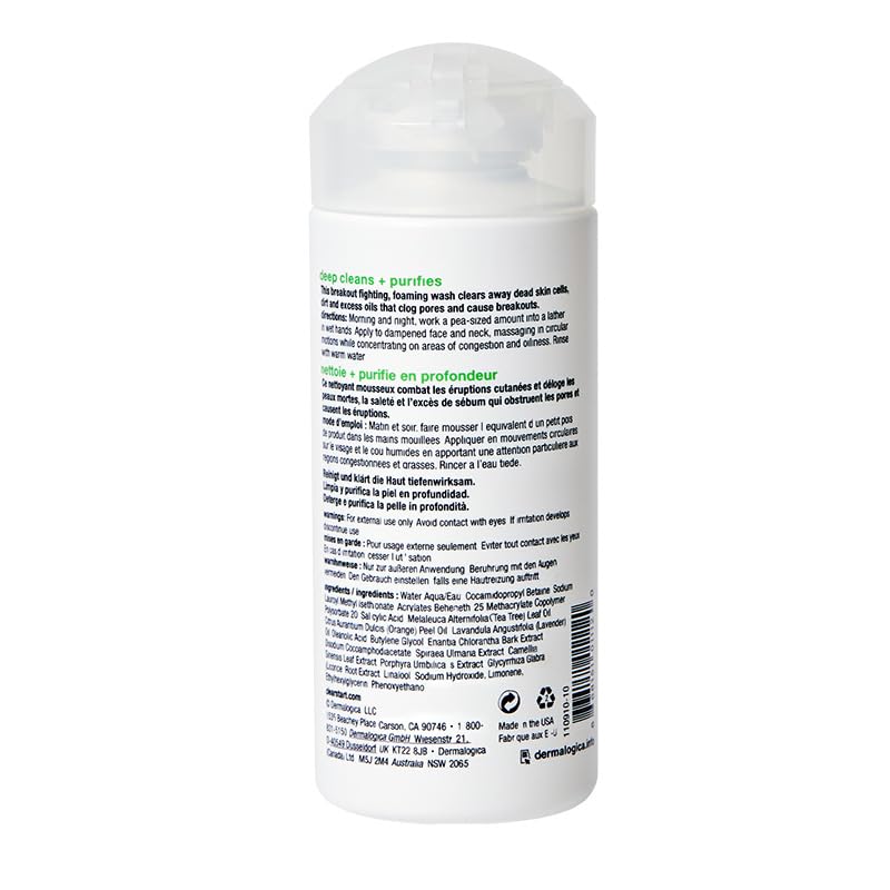 Dermalogica Clear Start Breakout Clearing Foaming Wash - Acne Face Cleanser with Salicylic Acid & Tea Tree Oil - 6 fl oz