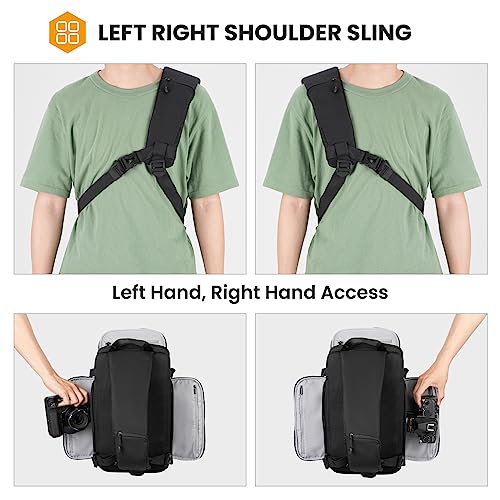 TARION Large Camera Sling Bag - DSLR Sling Pack Drone Camera Slingpack Backpack with Waterproof Rain Cover Crossbody Camera Bag Backpack Photography Slingpack for Hiking Travel Photography Black HX-S