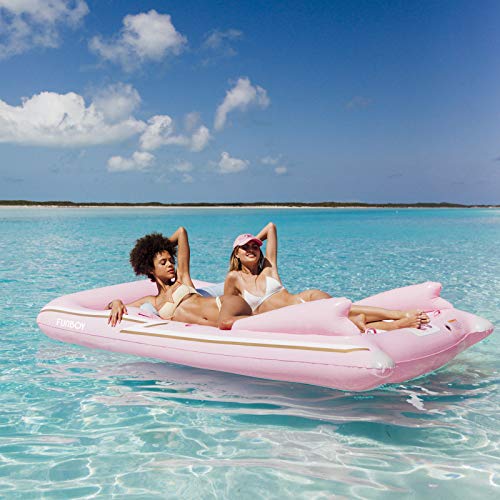 FUNBOY Giant Inflatable Luxury Pink Retro Convertible Classic Sports Car Pool Float, Two Cupholders for Summer Pool Parties and Entertainment