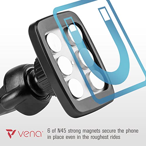 VENA Car Phone Holder, (6Netic) Square Magnetic Cellphone Car Mount, Universal Air Vent Holder for iPhone, Samsung, LG, Google, Motorola, Nokia, Other Smartphones