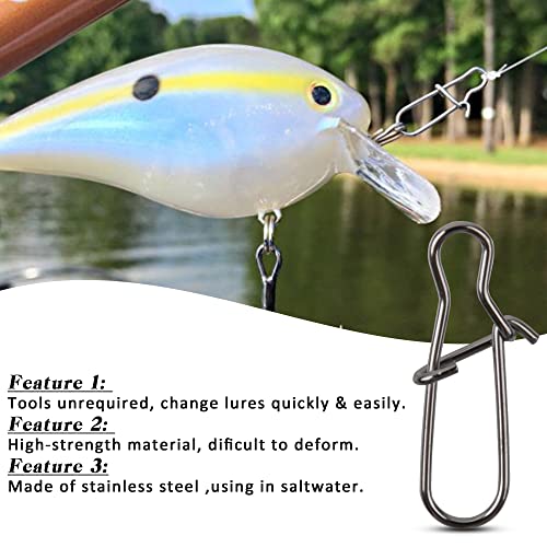 VATEICO Fishing Duo Lock Snaps 120pcs Fishing Snap Swivel Speed Clips Stainless Steel Fast Change Snaps Tackle Lures 0#~8# for Saltwater Fishing 7#