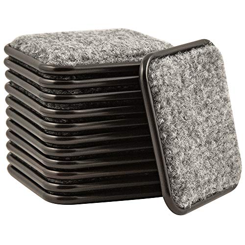 SoftTouch 2 1/2'' Square Reusable Carpet Bottom Furniture Caster Cups to Protect Hardwood & Super Sliders 3 1/2'' x 6'' Oval Reusable Furniture Sliders for Hard Surfaces