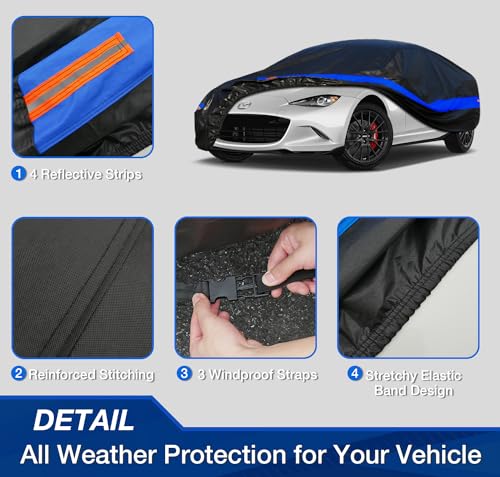 SUV Car Cover Waterproof All Weather, Automobiles Rain Protection Full Exterior Covers with Cotton Lined, Fit for Lincoln Navigator L, Cadillac Escalade, Chevy Suburban, Fits SUV (212-230 inch)