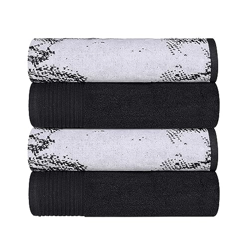 Superior Cotton 6 Piece Assorted Solid and Marble Hand Towel Set, Daily Use, Soft, Absorbent, Decorative Bathroom and Kitchen Accessories, Home Essentials, Modern Aesthetic, Hand Towel, Blue