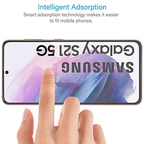 NEW'C 3 Pack Designed for Samsung Galaxy S21 5G (6.2), Tempered Glass Scratch-Proof, Bubble-Free, Ultra Resistant (0.26 mm HD Ultra Transparent) 9H Hardness Glass