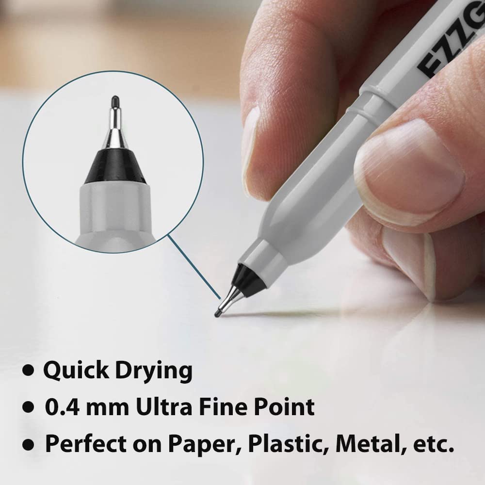 Ezzgol Ultra Fine Permanent Marker, 36 Pack Ultra Fine Point Black Permanent Marker set, Works on Plastic, Wood, Stone, Metal and Glass for Doodling, Marking