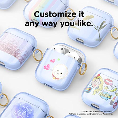 elago Clear Airpods Case with Keychain Designed for Apple Airpods 1 & 2 (Aqua Blue)