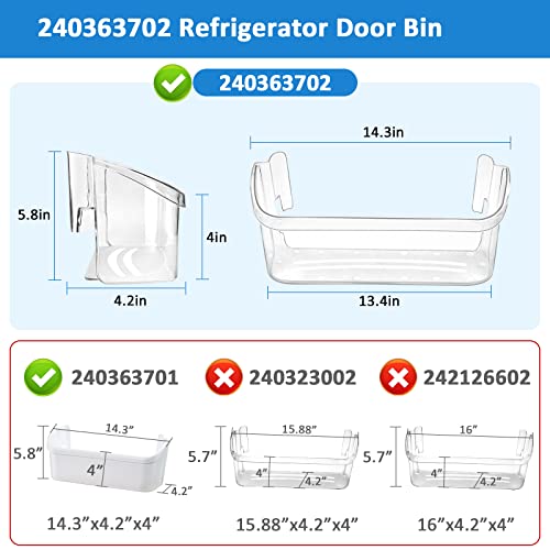 AMI PARTS 240363702 Refrigerator Door Shelf Bin Fit for Frigidaire, Kenmore Refrigerator - Replaces 240363704, 240363705, 240363708, AP2116106, PS430207
