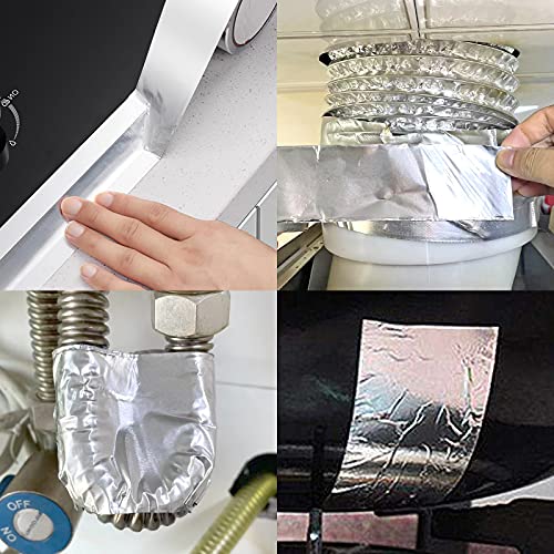 Aluminum Foil Tape, 2 inch x 65 Feet (3.9 mil), Insulation Adhesive Metal High Temperature Heavy Duty HVAC Tape, Silver for Ductwork, Dryer Vent, HVAC