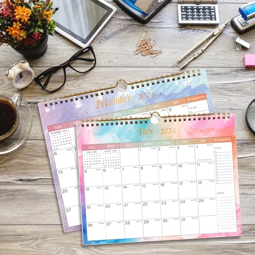 Lbylyhxc Calendar 2025-2026 - Includes July 2025 to December 2026 -18 Monthly Wall Calendar 2026, 11 x 8.5 Inches.Thick Paper with Julian Dates and Block for New Year and Christmas Presents (Wall Calendar 2025-2026 Colorful)