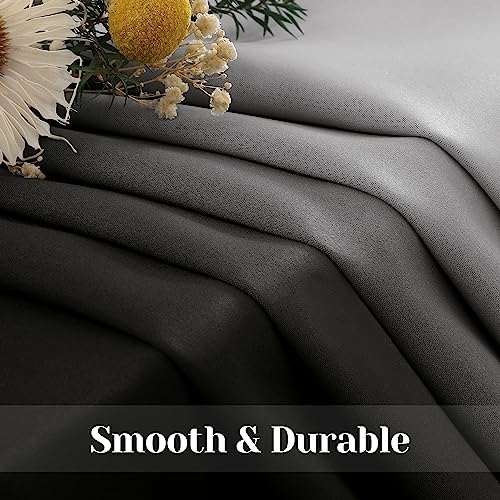 HOMEIDEAS 100% Black Ombre Blackout Curtains for Bedroom, Room Darkening Curtains 52 X 63 Inches Long Grommet Gradient Drapes, Light Blocking Thermal Insulated Curtains for Living Room, 2 Panels