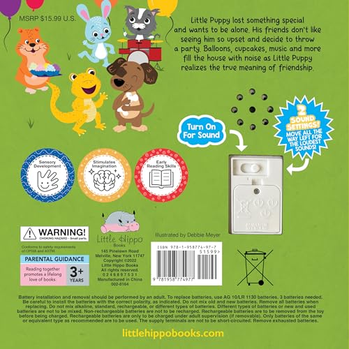 Little Hippo Books Five Partying Pets | Touch and Feel Books for Toddlers | Sound Books | Kid's Books with Sound | Educational Children's Books and Sensory Books