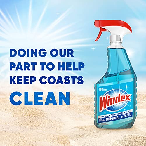 Windex Glass and Window Cleaner Spray Bottle, Packaging Designed to Prevent Leakage and Breaking, Surface Cleaning Spray, Original Blue Scent, 23 Fl Oz