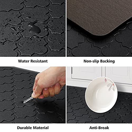 WISELIFE Kitchen Mat Cushioned Anti Fatigue Floor Mat,17.3"x28", Thick Non Slip Waterproof Kitchen Rugs and Mats,Heavy Duty Foam Standing Mat for Kitchen,Floor,Home,Desk,Sink,Laundry (Black,17.3"x28")