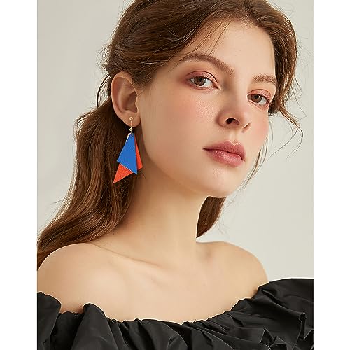 Clip On Earrings for Women Leather Dangle Drop Clip-on Women Earrings Non-Pierced Earrings (Clip-on Pink-42)