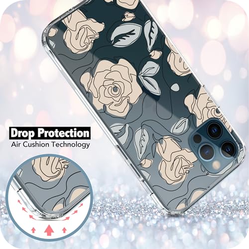 RANZ Compatible with iPhone 12 Mini 5G Case, Anti-Scratch Shockproof Series Clear Hard PC+ TPU Bumper Protective Cover Case for iPhone 12 Mini (5.4 inch) - White Flower