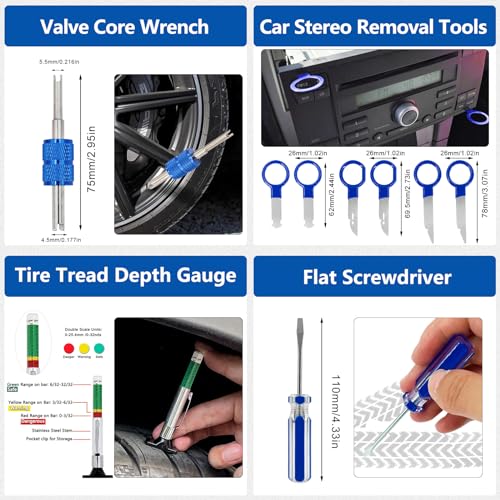 POVTIMS Car Terminal Removal Tool Kit 130pcs Pin Extractor Tool Set Wire Terminal Release Tool Cable Stripper Cutter Tire Repairs Tools for Automotive Car Household Devices