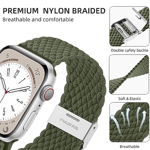 Lerobo 2 Pack Elastic Nylon Compatible with Apple Watch Band 44mm 45mm 42mm Series 3/ 49mm Women Men,Stretchy Braided Solo Loop Strap Accessories for iWatch Ultra Series 10 46mm/9/8/7/6/5/4/3/SE/2/1