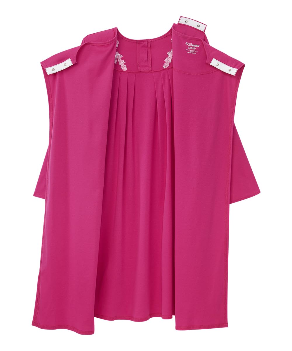 Silverts Hospital Gowns for Women Open Back, Night Gowns for Elderly Women, Adaptive Clothing for Seniors, Hospice Care Supplies, Hospital Robe, Old Lady Dress - Pop Pink LGE