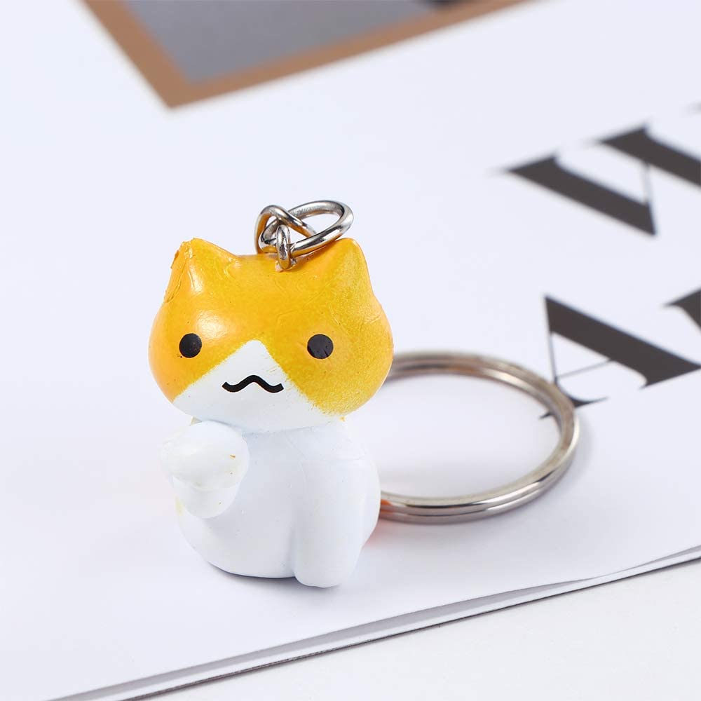 1Pcs Kitten Key Chain Couple Gift Fashion Lucky Cat Keychain Random Style Pendent Charm PVC Key Ring Cartoon Bag Pendant