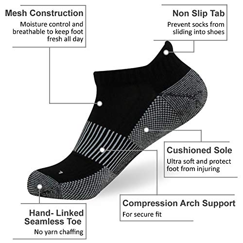 FOOTPLUS Mens Golf Socks, Men Women Winter Thick Cushioned Copper Low Cut Golf Tennis Arch Support Athletic Walking Travel Work Socks,6 Pairs Dark Grey, Large…