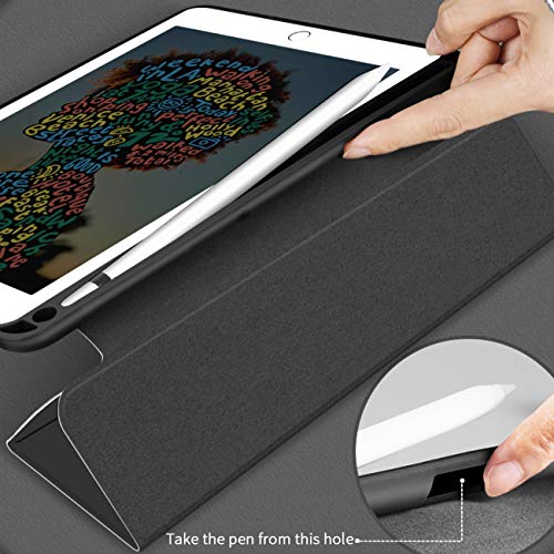 Aoub Case Compatible for iPad 9.7 inch 6th/5th Generation Case 2018/2017 with Pencil Holder, Thin Lightweight Smart Stand Cover, Auto Wake/Sleep, Model A1822/A1823/A1893/A1954, Black