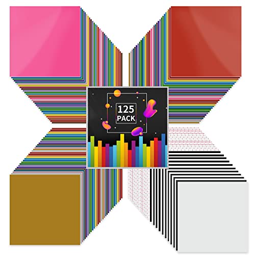 Lya Vinyl Permanent Vinyl for Cricut,125 Pack 12"x12" Self Adhesive Vinyl Sheets,Permanent Outdoor Vinyl for Party Decoration, Sticker, DIY Mug, Car Decal