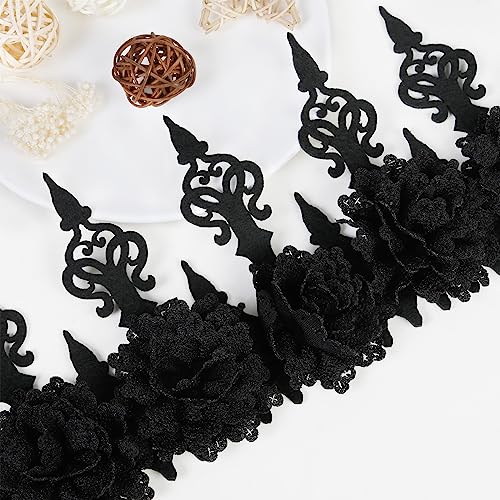 WOVOWOVO Black Rose Flower Crown for Women Girls Halloween Gothic Floral Headbands Hair Accessories Adjustable Queen Tiara Headpiece with Ribbon for Festival Party Photo Prop