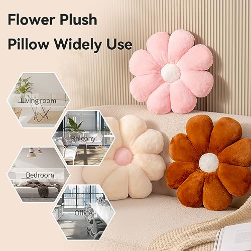 Flower Pillow Decorative Pillows Soft Daisy Pillow 17.7In Flower Shaped Pillow Floor Seating Custion for Reading, Couch and Room Dector (45CM/Beige)