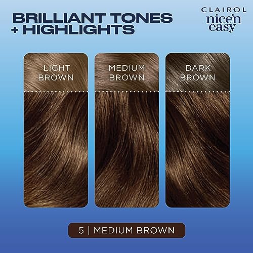 Clairol Nice'n Easy Permanent Hair Dye, 5 Medium Brown Hair Color, Pack of 1