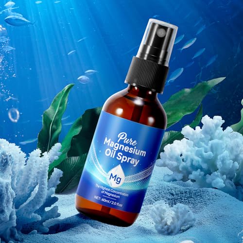 Magnesium Oil for Feet, Magnesium Spray, 100% Pure & Organic Natural Magnesium Oil Spray Glass Bottle, Easy to Absorb & Use, Magnesium Oil Spray for Feet