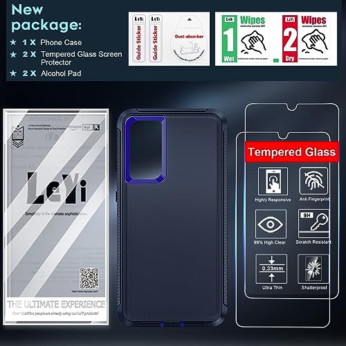 LeYi for Samsung Galaxy-A24 Case with 2 PCS Screen Protector, Heavy Duty 3 in 1 Samsung A24 Case, Military Grade Shockproof Phone Case Cover for Samsung A24, Blue