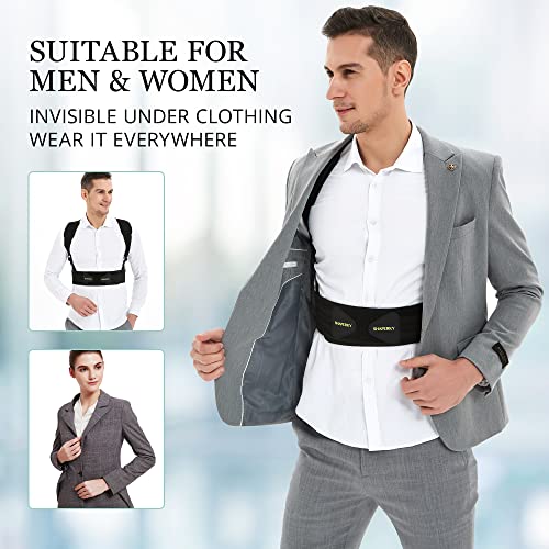Posture Corrector for Men and Women, Adjustable Upper Back Brace, Muscle Memory Support Straightener, Providing Pain Relief from Neck, Shoulder, and Upper and Lower Back, Large-X Large(37''-47'')