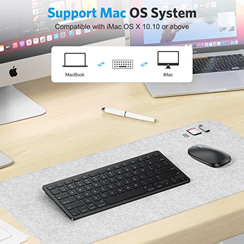 OMOTON Bluetooth Keyboard for Mac, Compact Wireless Keyboard Compatible with MacBook Pro/Air, iMac, iMac Pro, Mac Mini, Mac Pro Laptop and PC, Dark Black