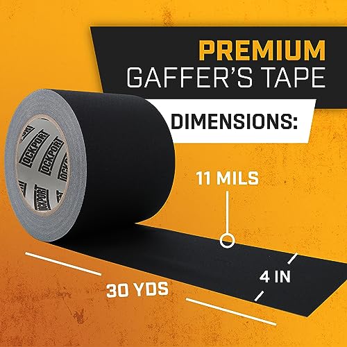 Lockport Black Gaffers Tape 4 inch x 30 Yards - Pro Black Gaff Tape - No Residue, Water Resistant, Non- Reflective, Easy Tear - Multipurpose Photography, Filming, Stage, Production, and More