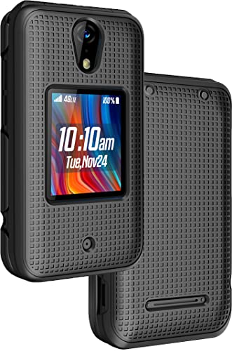 Nakedcellphone Case for Schok Flip 2022 Phone, Slim Hard Shell Protector Cover with Grid Texture for T-Mobile/Boost/Metro SC3218B SC3218T - Black