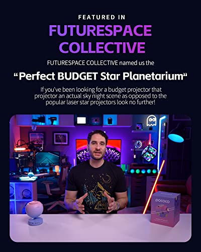 POCOCO Galaxy Star Projector for Bedroom with Replaceable Optical Film Discs, Home Planetarium Night Light Projector with High-Definition Soft Light for Relax, Study, and Meditate, Stress Relief Gifts