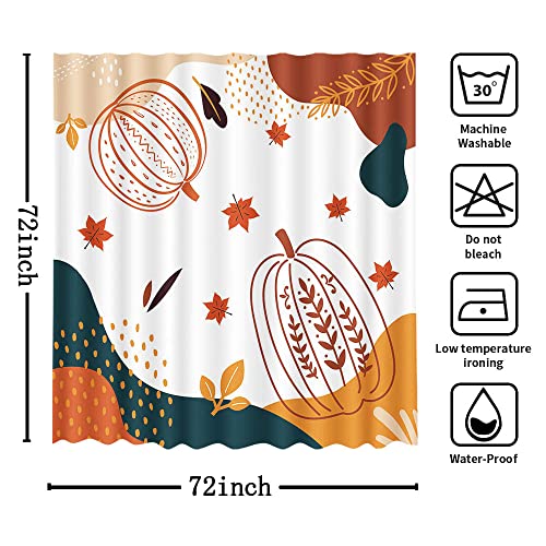 MEHOFOND 72x72 Inch Fall Shower Curtains for Bathroom Boho Pumpkin Shower Curtains Bohemia Bathroom Decor Mid Century Shower Curtain Waterproof and Machine Washable with 12 Hooks