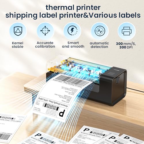 Thermal-Label-Printer-Shipping label printer for small business 4x6 Bluetooth thermal printer 300mm/s Compatible Windows,Mac,iOS, Android,desktop printer labels maker Used for Amazon,Shopify,Ebay