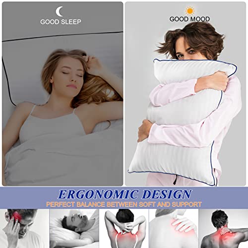 SEMZSOM Hotel Pillows for Sleeping Standard Size Set of 2, Soft Down Alternative Pillow for Side, Back or Stomach Sleeper, Light Grey