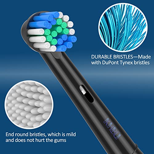 KHBD 16 Pack Replacement Heads for Oral B Braun- Includes 4 Sensitive Brush, 4 Precision Brush, 4 Deep Cleaning, 4 Floss Cleaning Toothbrush Heads Black