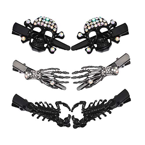 Skull Skeleton Bone Spider Zombie Punk Rock Horror Hair Clips and Hairpins - Colorful Halloween Accessories for Women and Girls