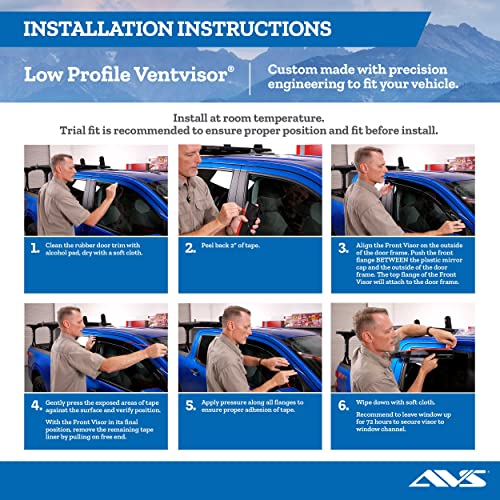 Auto Ventshade [AVS] Low Profile Rain Guards for 2007 - 2021 Toyota Tundra Crewmax, 4 pcs. | Window Vent Visors - Matte Black | 774012
