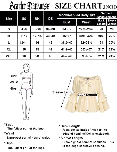 Womens Summer Tops Dressy Casual Bell Sleeve Renaissance Pirate Shirt Hide Tummy Peplum Blouse Apricot S